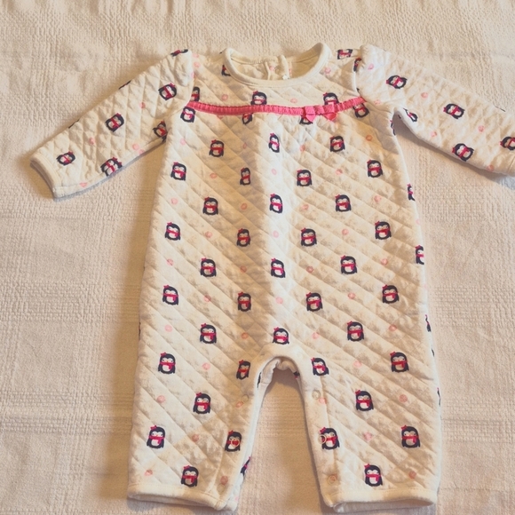 Gymboree girls 3-6 months quilted girls penguin designed romper - Picture 1 of 6